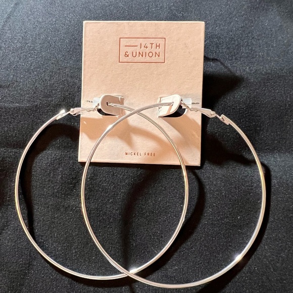 14th & Union Large Silver Hoop Earrings - Nickel Free - Picture 2 of 4